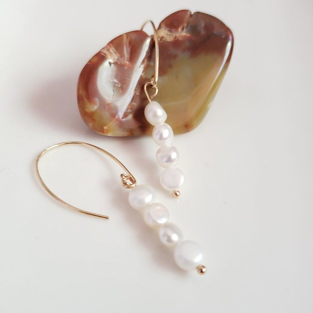 New! Anthro Stacked Pearl Earrings
